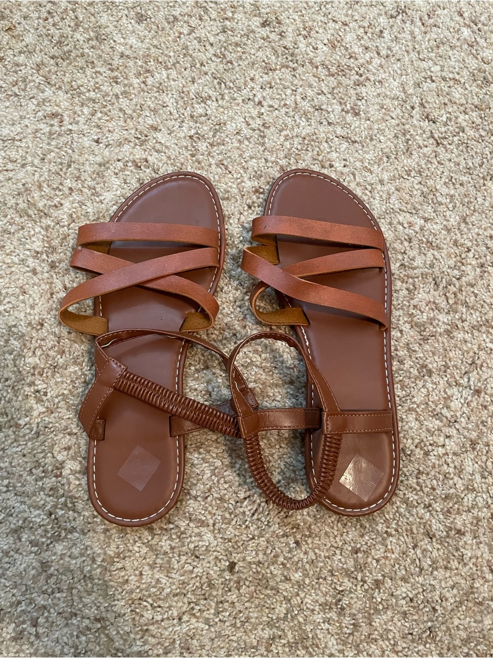 Women's Brown Strappy Flat Sandals